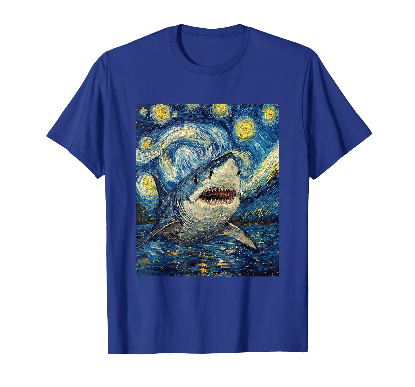 Funny Shark - Van Gogh Style - Starry Night T-Shirt