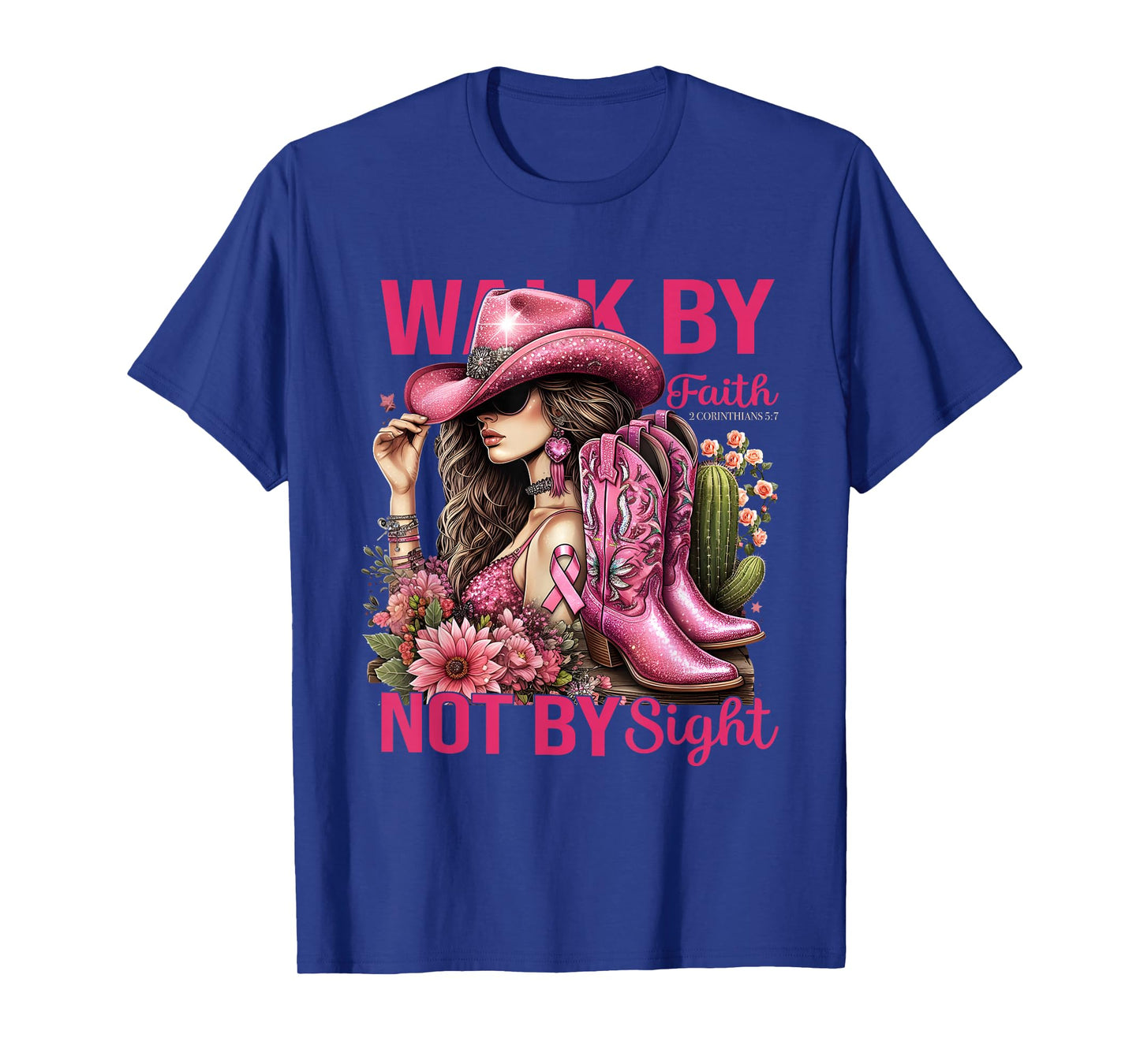 Walk by Faith Breast Cancer Awareness Cowgirl T-Shirt