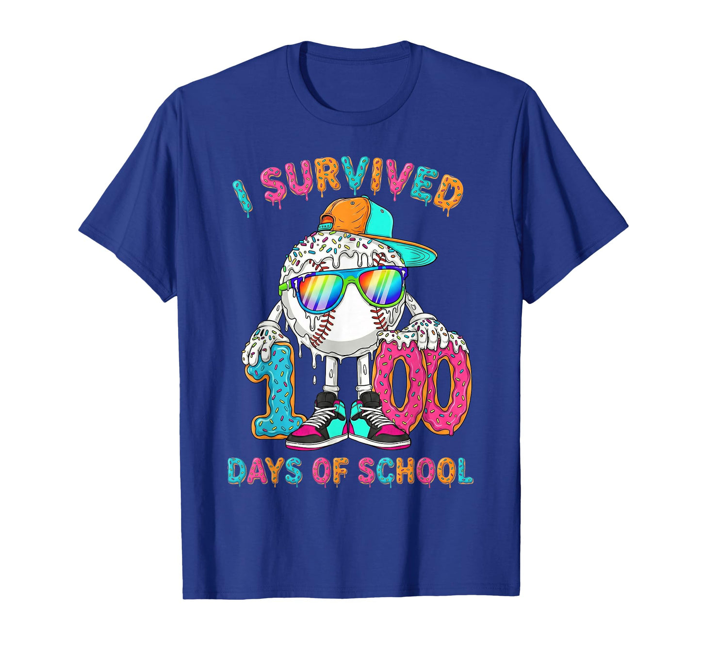 I Survived 100 Days of School Baseball 6 7 Ice Cream T-Shirt