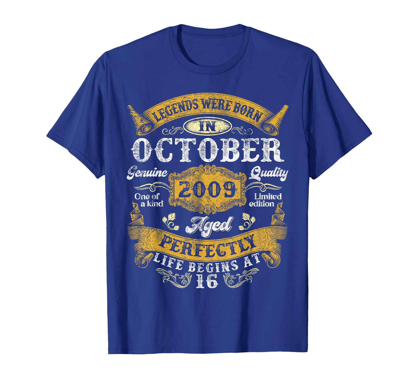 Legends Were Born In October 2009 Vintage 16th Birthday Boy T-Shirt