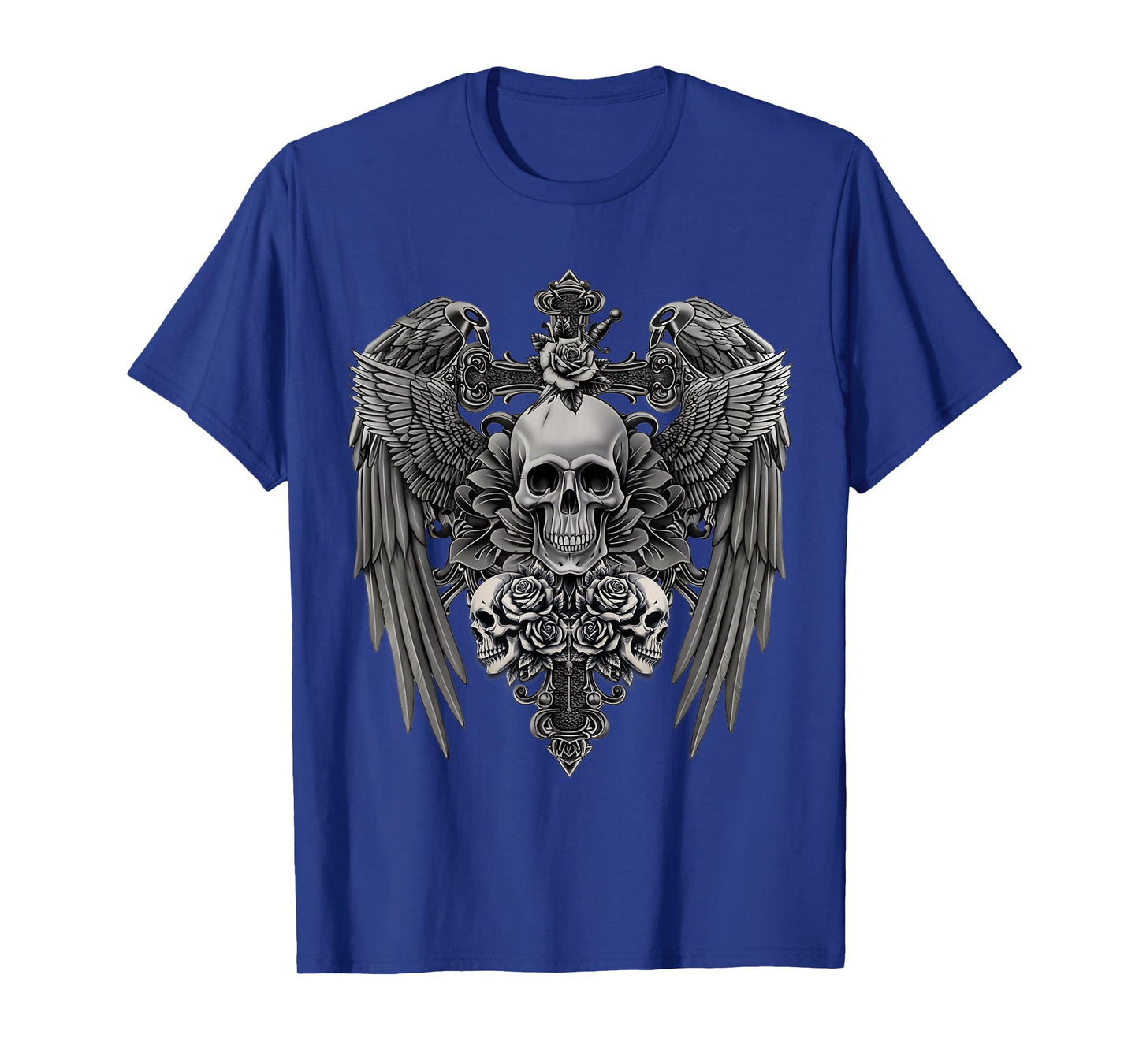 Funny Y2K Grunge Aesthetic Wings Alt Goth Skull Cross Gothic T-Shirt