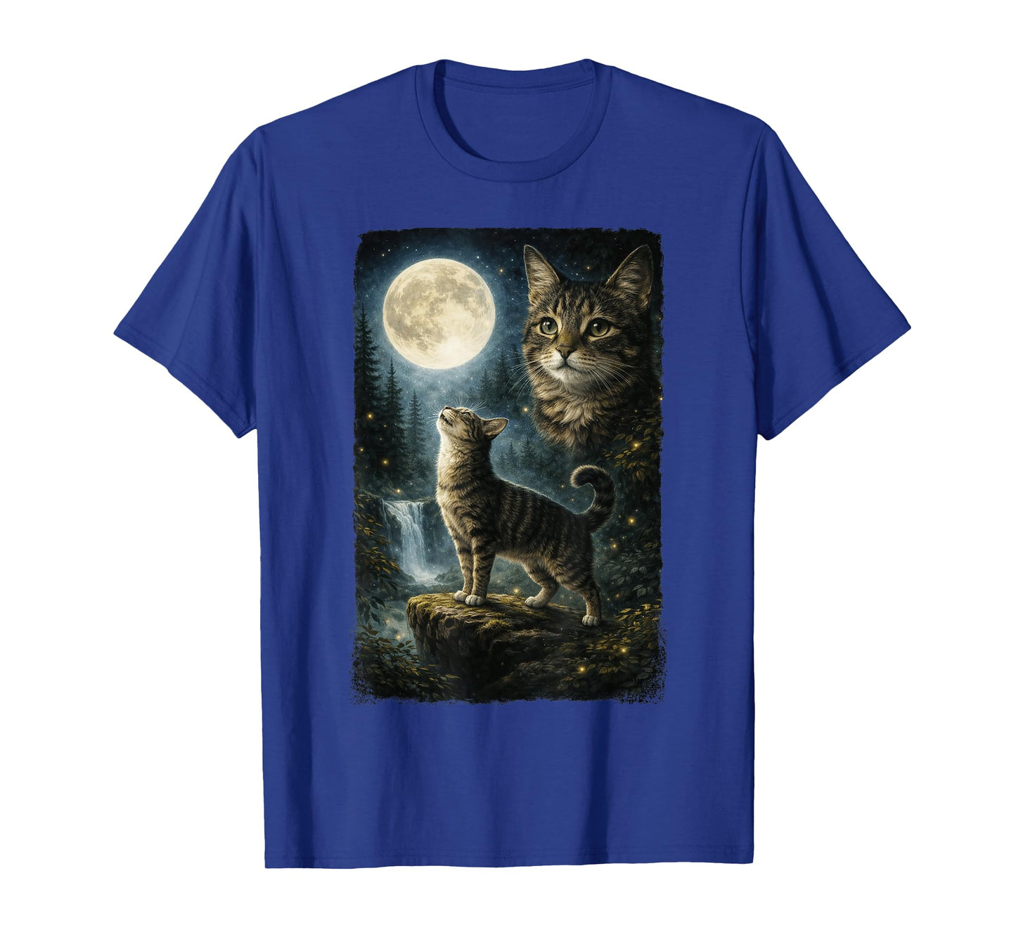 Funny Cat Art Design Cat Howling at The Moon T-Shirt