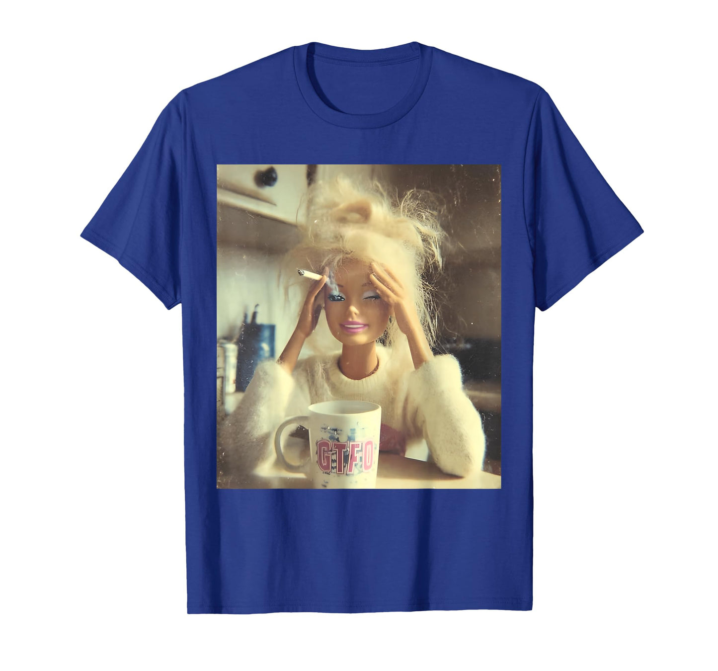 Funny Doll Face Sarcastic Doll Smoking Y2K T-Shirt