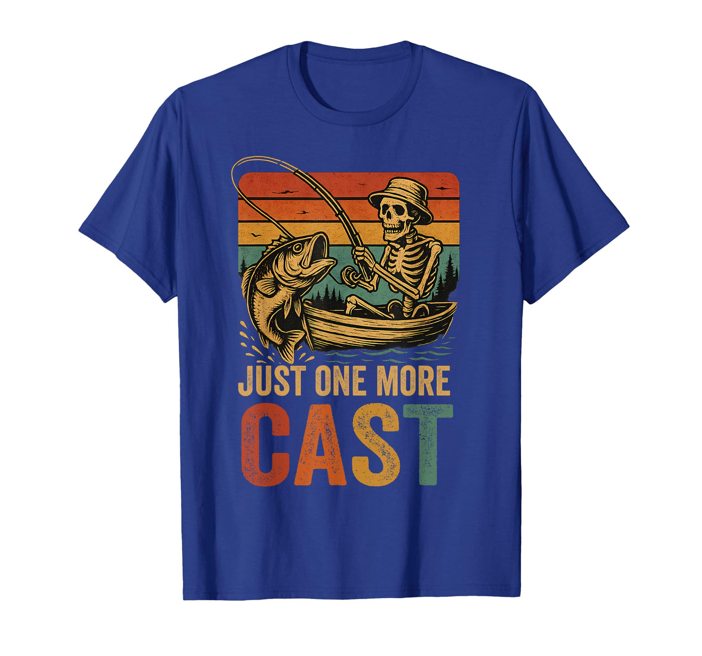 Funny Retro Fishing Skeleton Fish Fisherman Bass Fishing T-Shirt