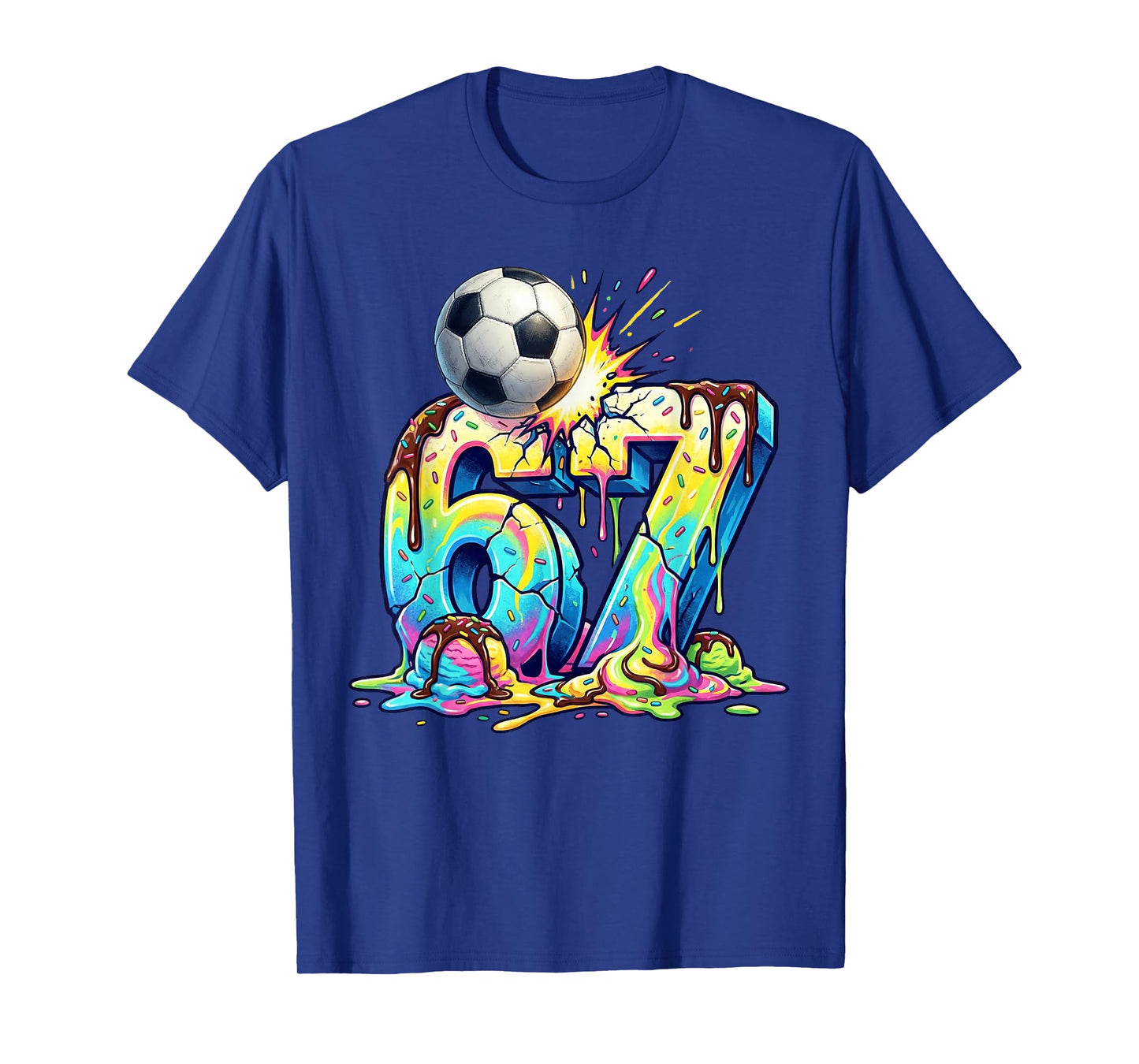 Ice Cream Drip Soccer 67 Six Seven Funny Gen Alpha 6-7 Meme T-Shirt