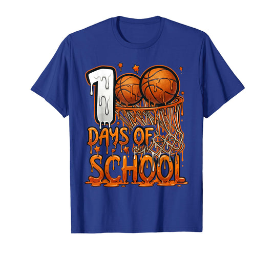100th Days of School Basketball Drip for Boys Kids T-Shirt