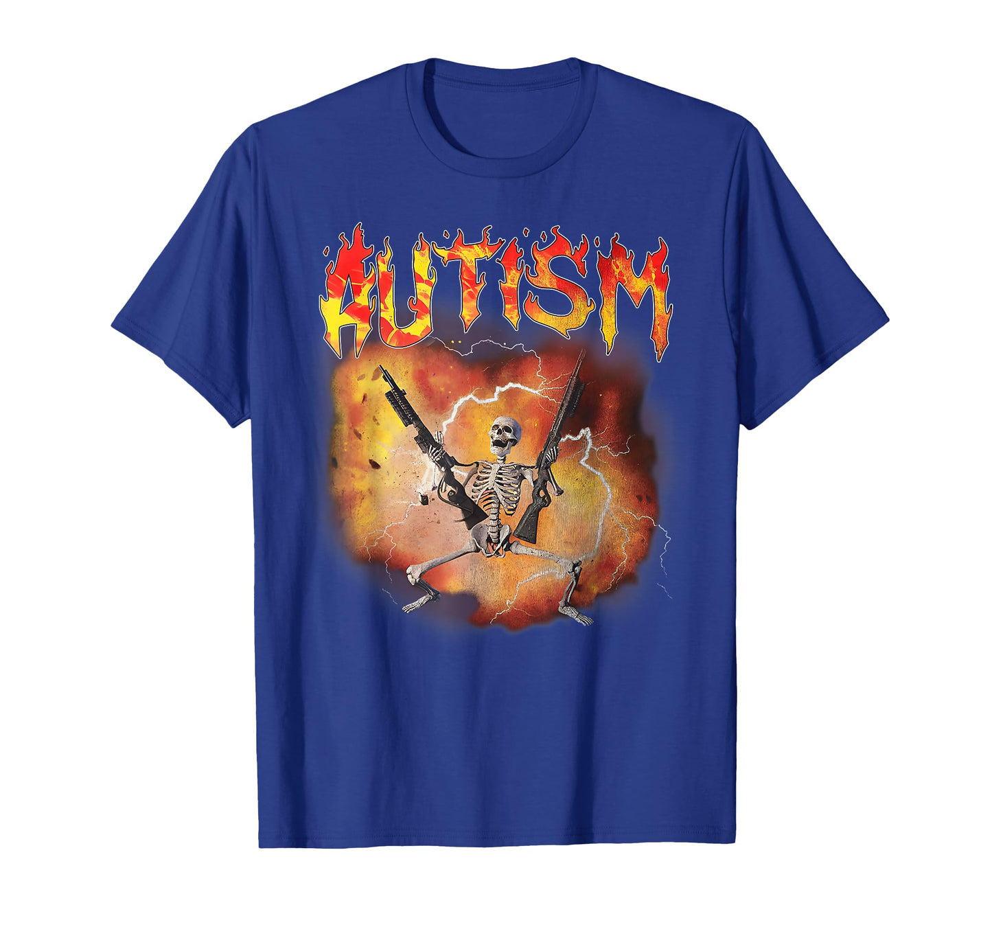 Autistic Funny Meme Skeleton Fire Autism Awareness Vintage T-Shirt
