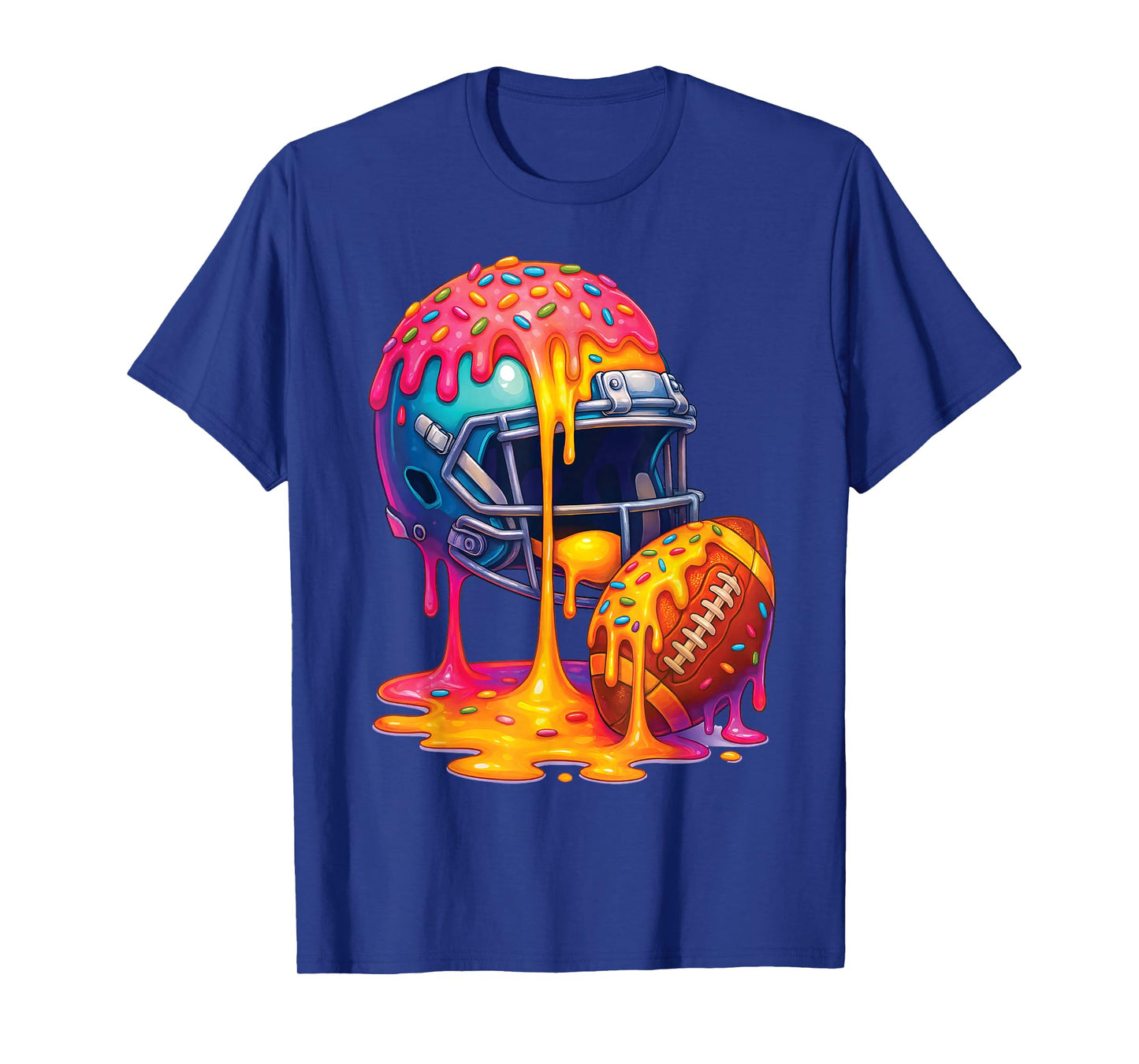 Funny Game Lovers Boys Sprinkles Ice Cream Drip Football T-Shirt