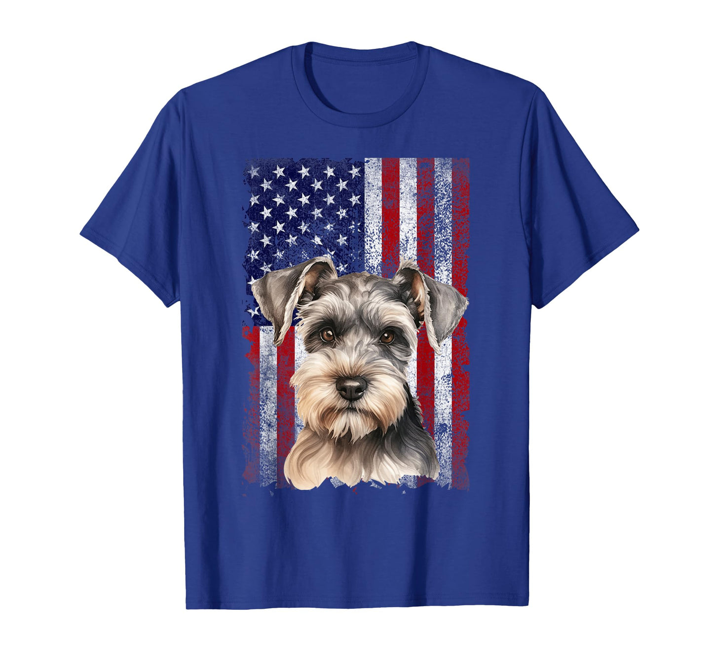Miniature Schnauzer Dog 4th of July American Flag Patriotic T-Shirt