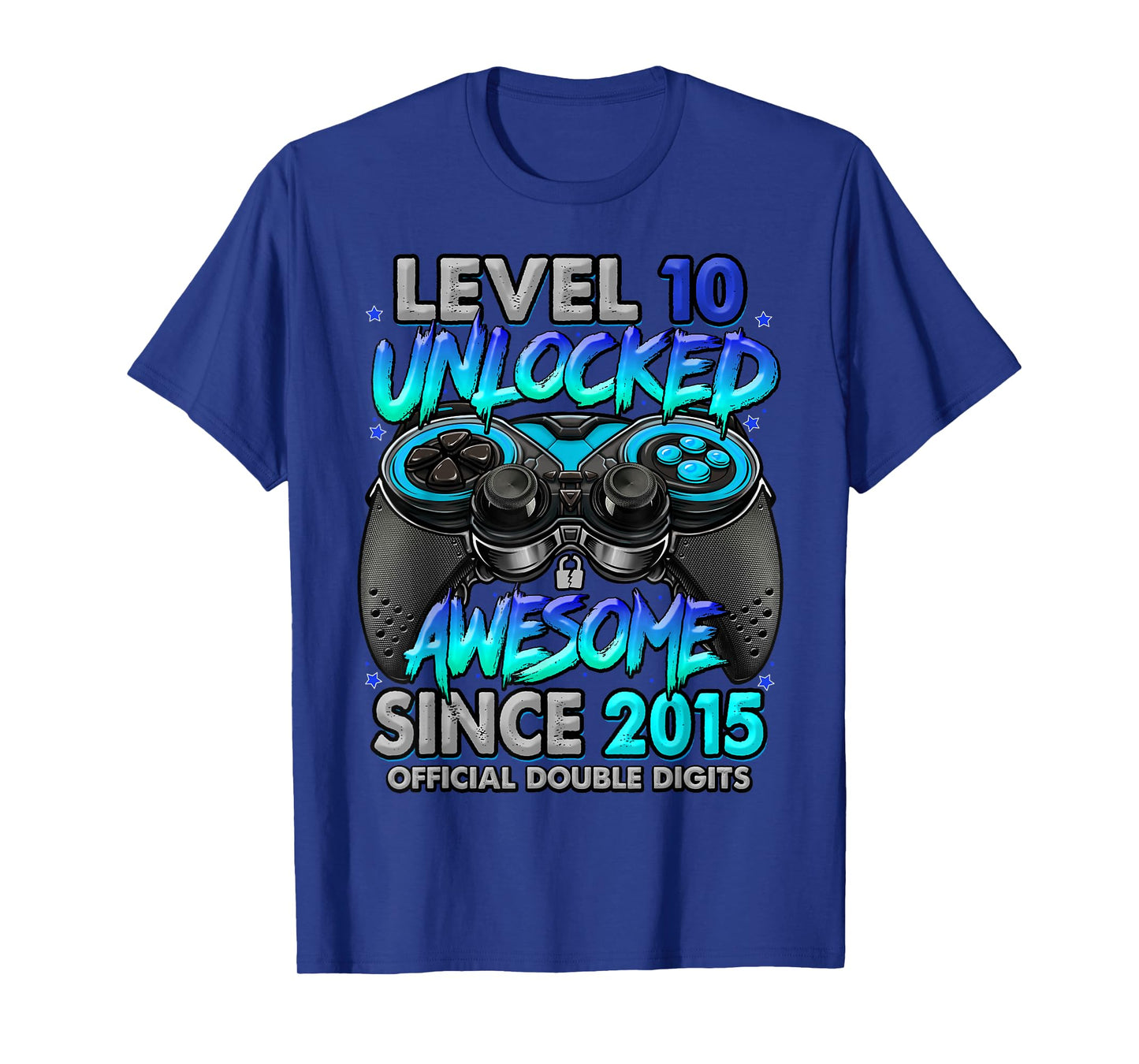 Level 10 Unlocked Awesome Since 2015 10th Birthday Gaming T-Shirt