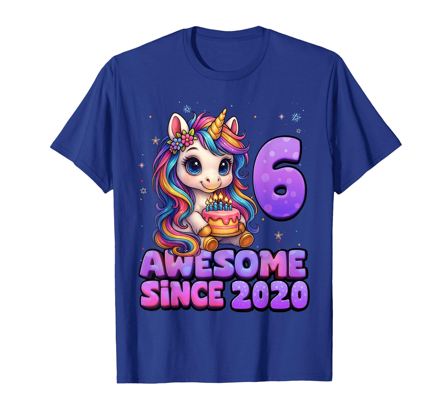 6 Year Old Girl Awesome Since 2020 Unicorn 6th Birthday Girl T-Shirt