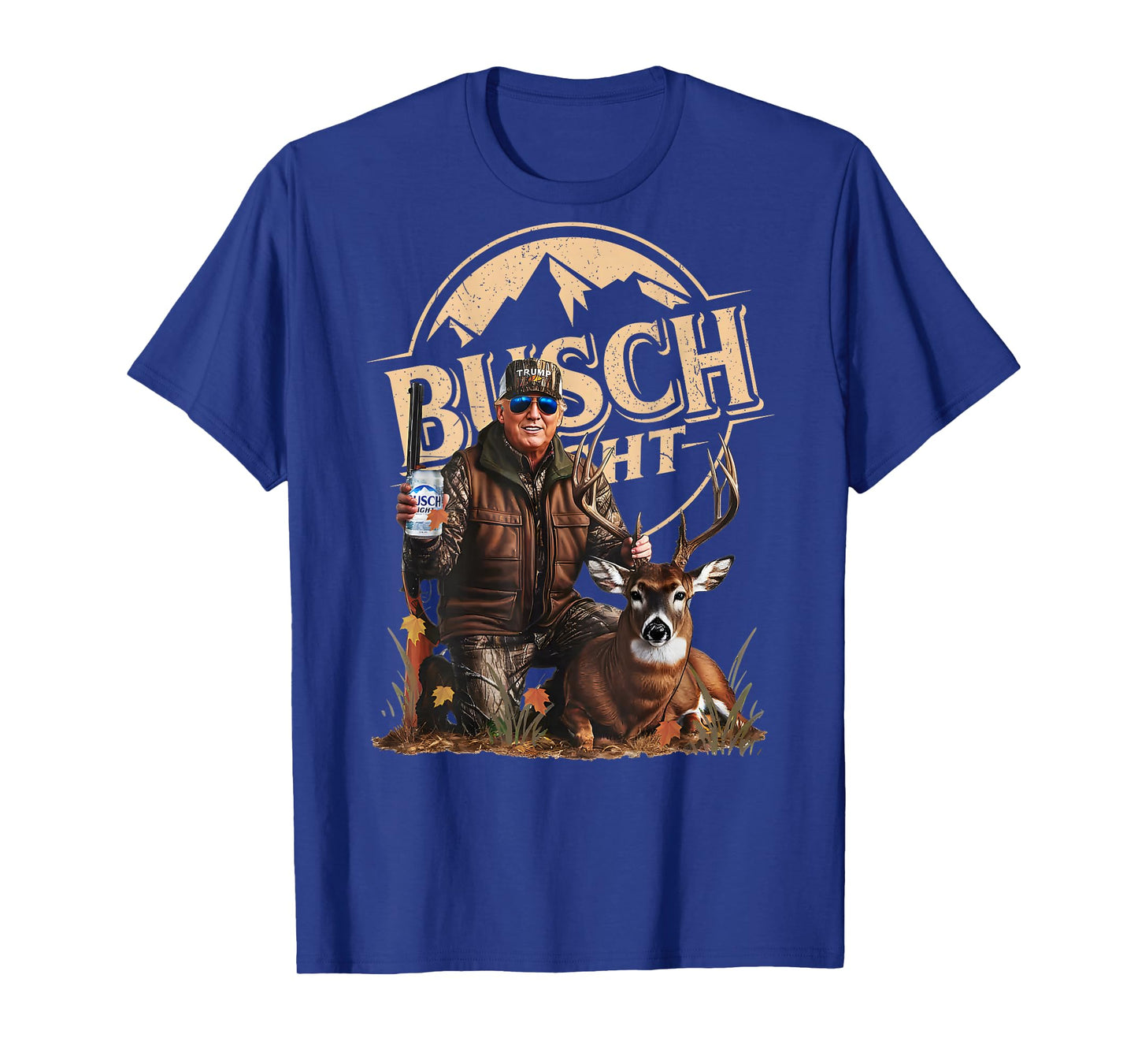 Retro Trump Hunting Deer Funny Beer Drinking Hunting ON BACK T-Shirt