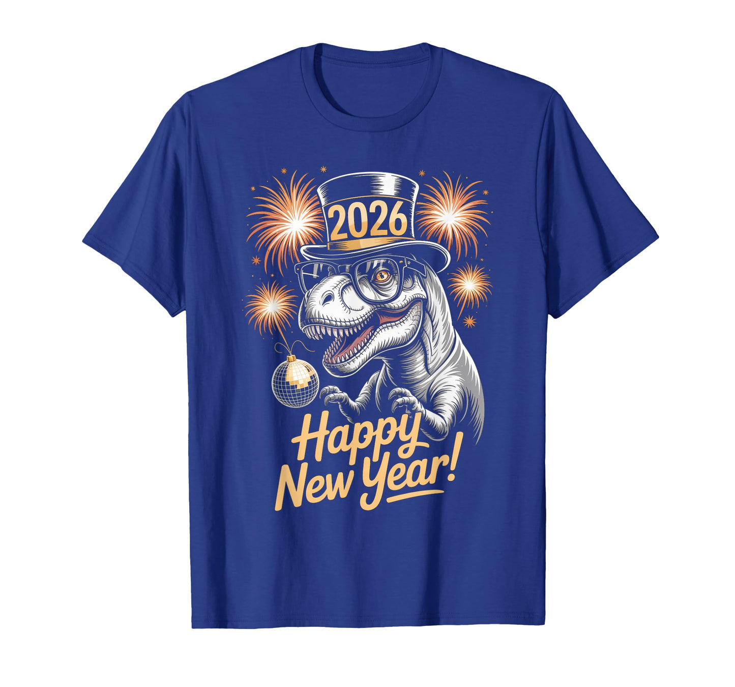 Happy New Year 2026 Dinosaur Funny T-Rex Tee for Kids Teens T-Shirt