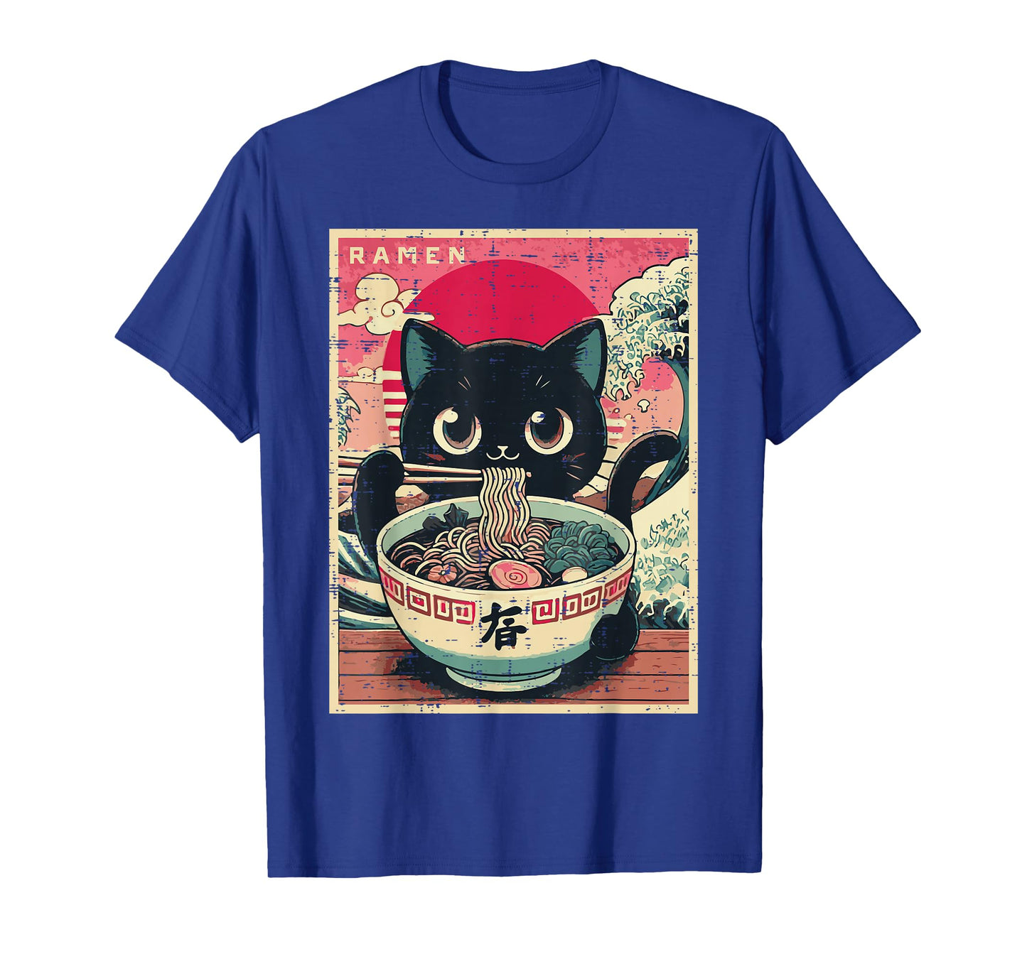 Japanese Anime Cat Ramen Kawaii Poster Art Girls Kids Women T-Shirt