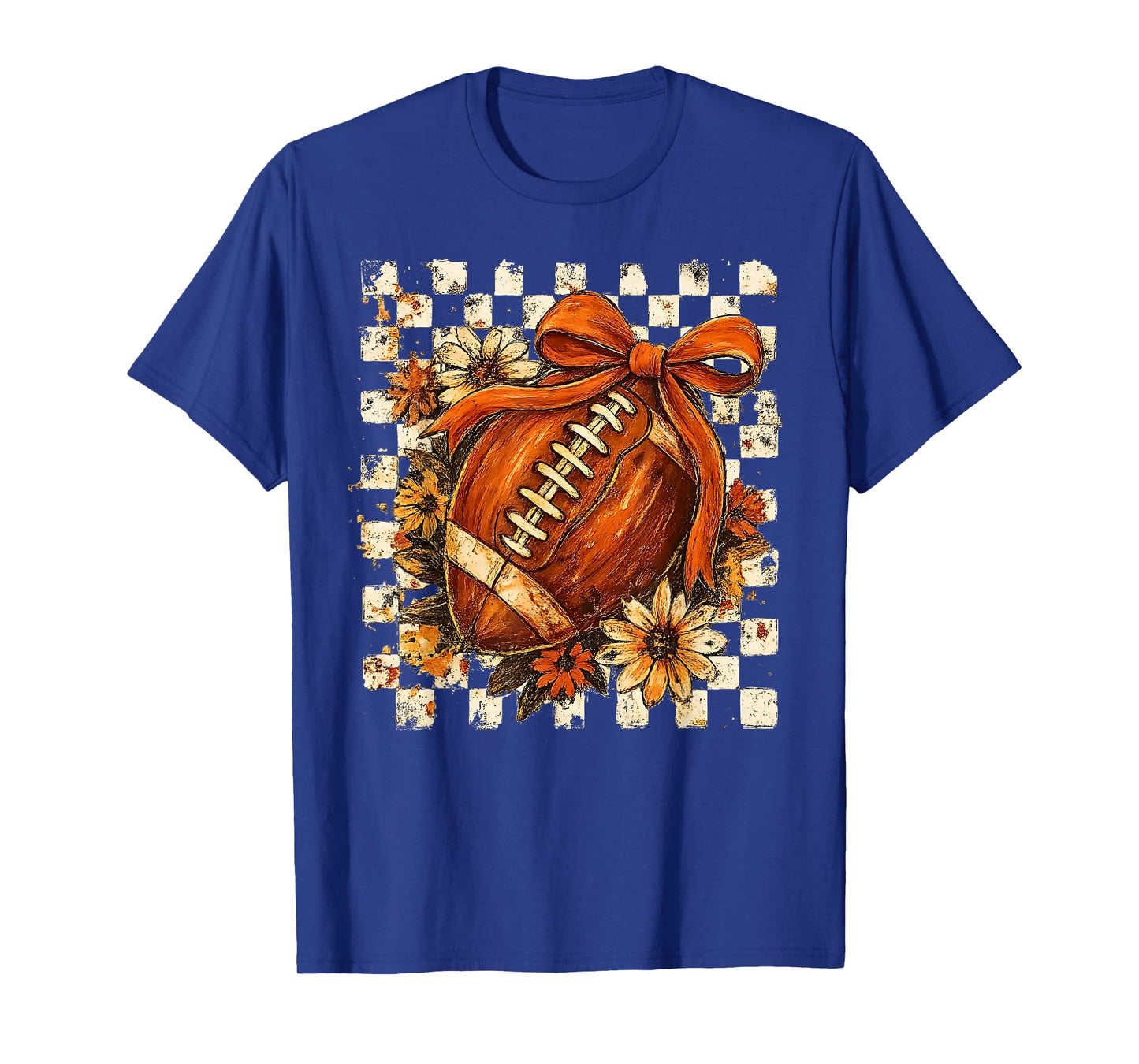 Coquette Bow American Football Game Day Thanksgiving Retro T-Shirt