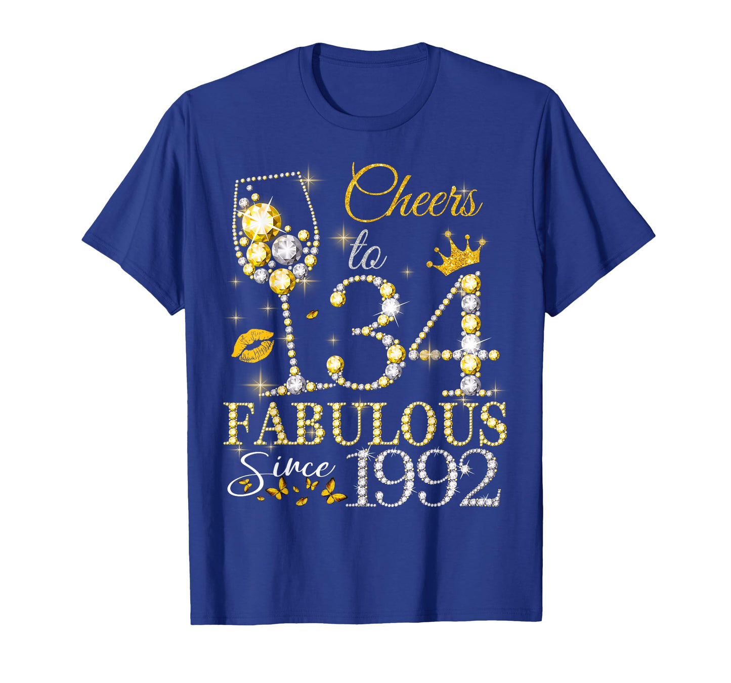 Cheers to 34 Fabulous Since 1992 34th Birthday Women Girls T-Shirt