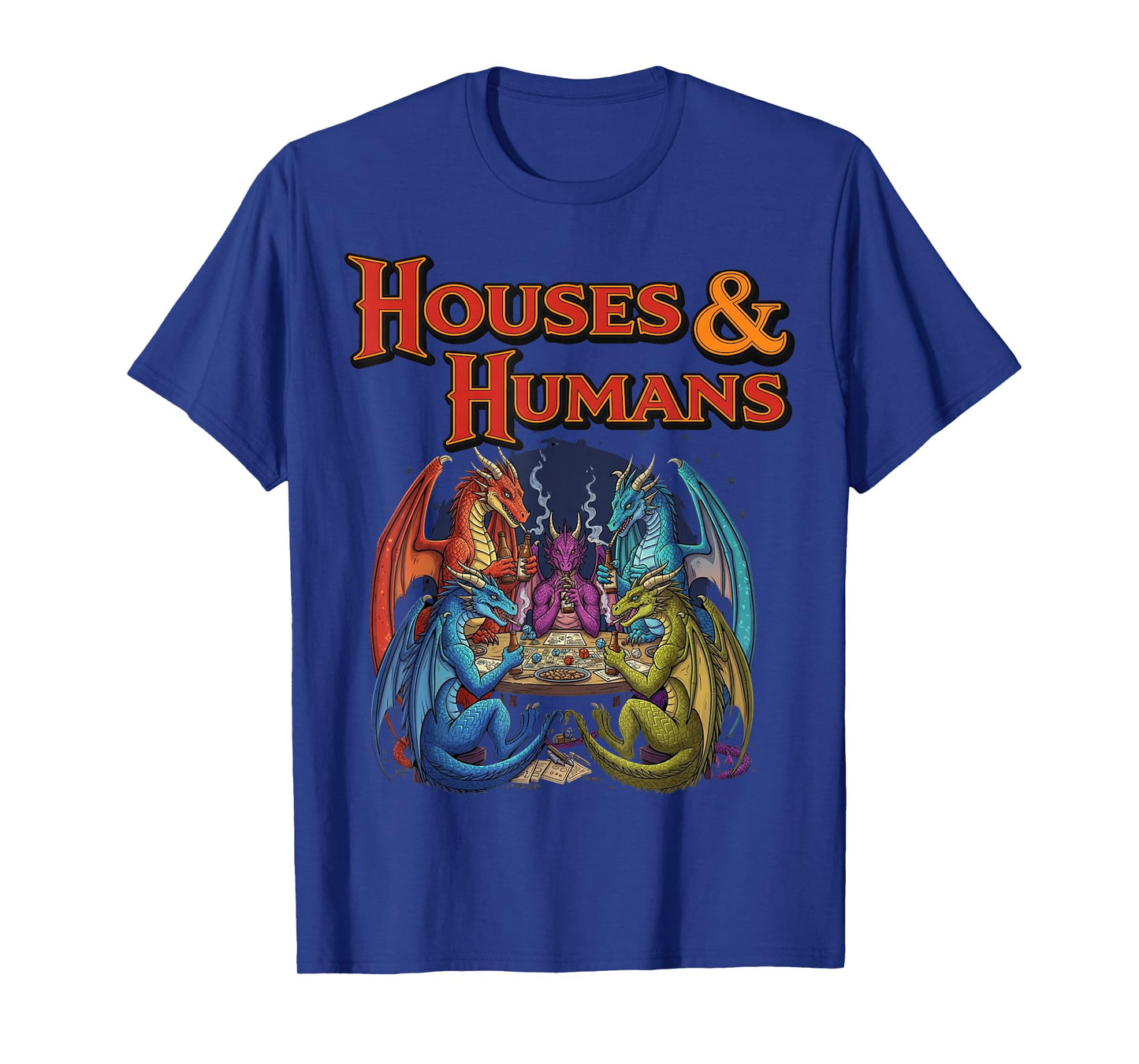 Gaming Houses Humans Funny Rpg Parody Gamer Men Boys Kids T-Shirt