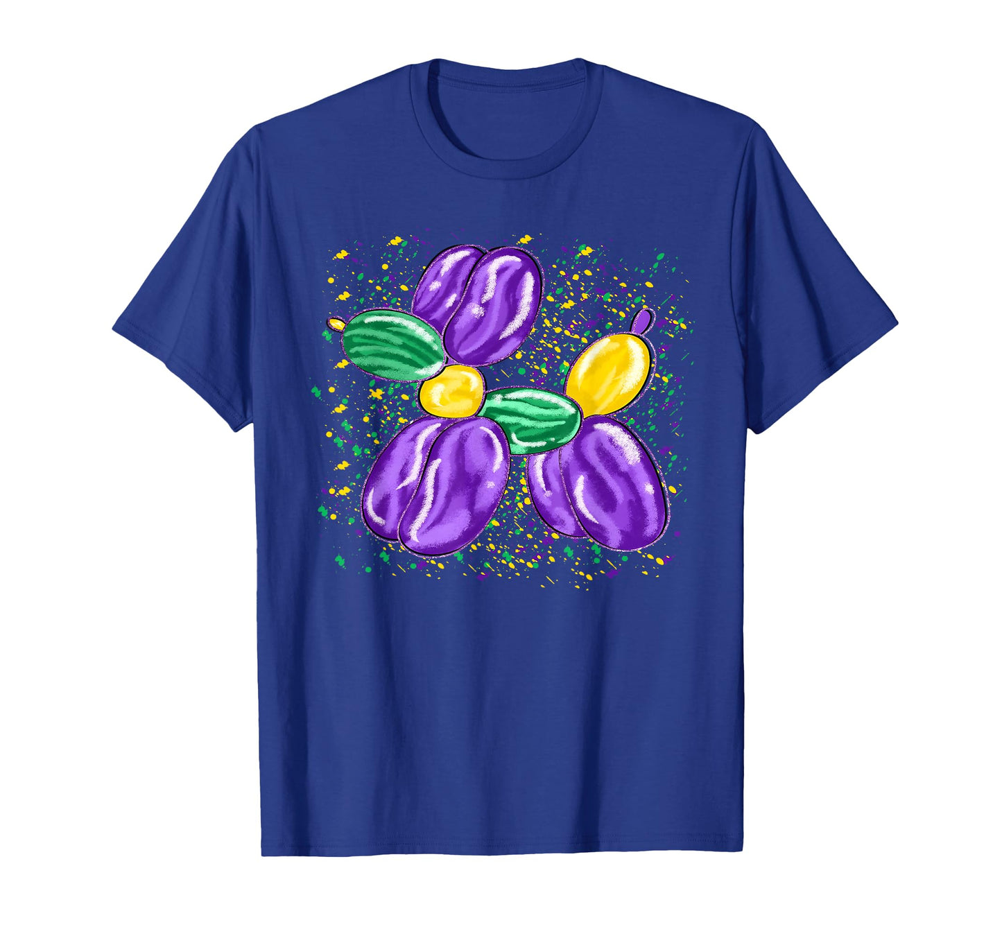 Mardi Gras Balloon Dog Costume Beads Men Women Kids T-Shirt
