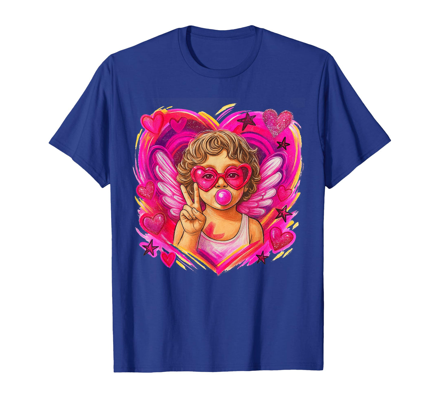 Cupid Heart Valentines Day XOXO Preppy Brushstroke T-Shirt