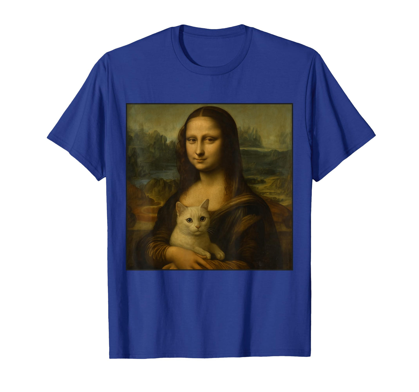 Mona Lisa Holding Cat Funny Cat Lover Art Painting Men Women Kids T-Shirt