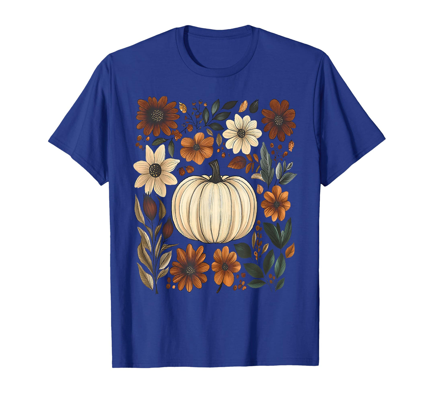 Pumpkin Season Wildflower Thanksgiving Autumn Fall Leaves T-Shirt