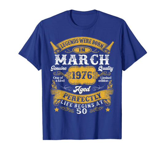 Legends were Born in March 1976 Vintage 50th Birthday Men T-Shirt