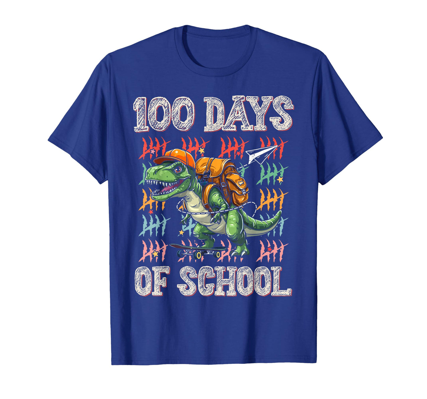 100 Days of School 100th Day Dinosaur T-rex Men Boys Kids T-Shirt