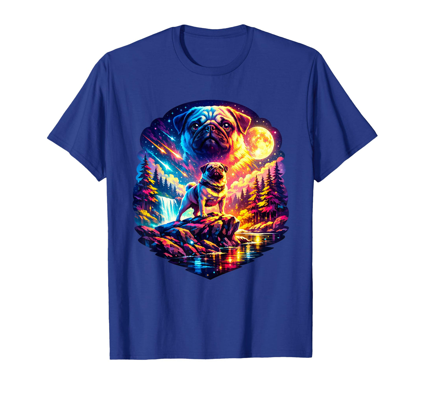 Cute Pug Moon Funny Youth Life Dad Mom Moon Meme T-Shirt