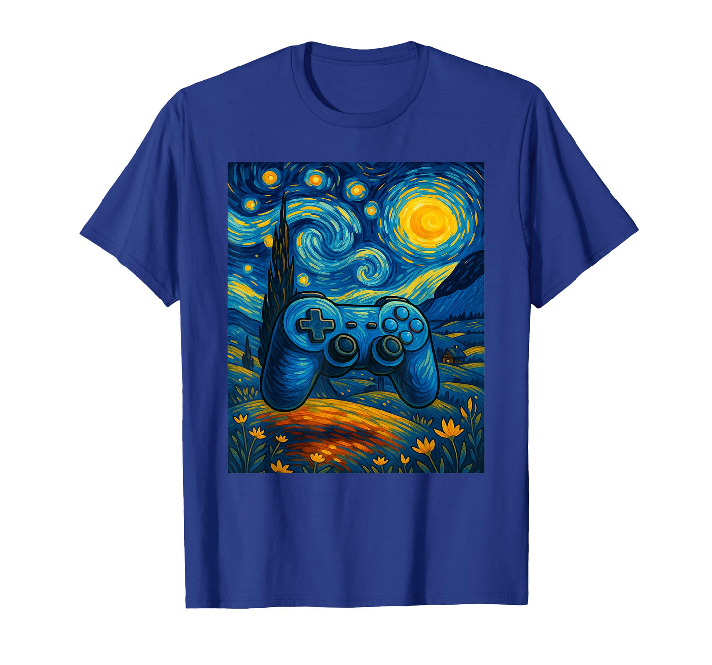Starry Night Gaming Controller Van Gogh Style Gamer Art T-Shirt