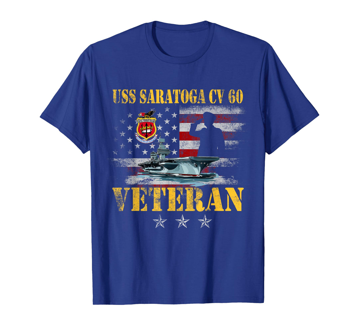 USS Saratoga CV-60 Aircraft Carrier Veteran US Flag Vintage T-Shirt