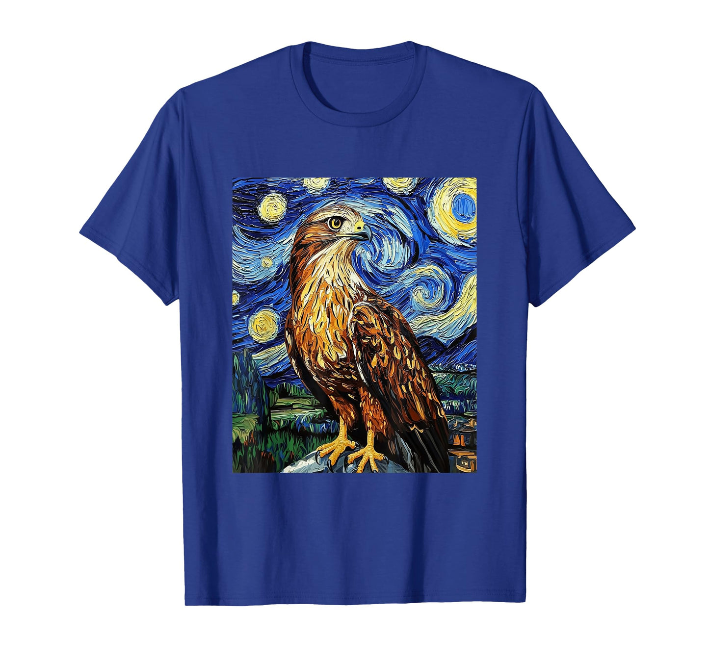 Funny Hawk Graphic Bird - Van Gogh Style - Starry Night T-Shirt