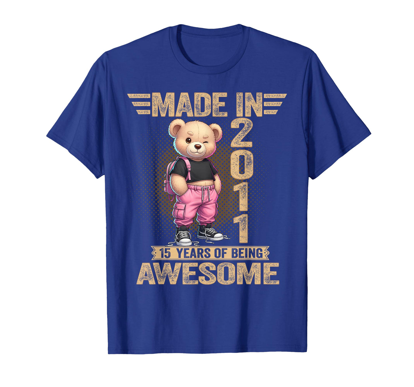 15th Birthday Made in 2011 15 Years of Being Awesome Bear T-Shirt