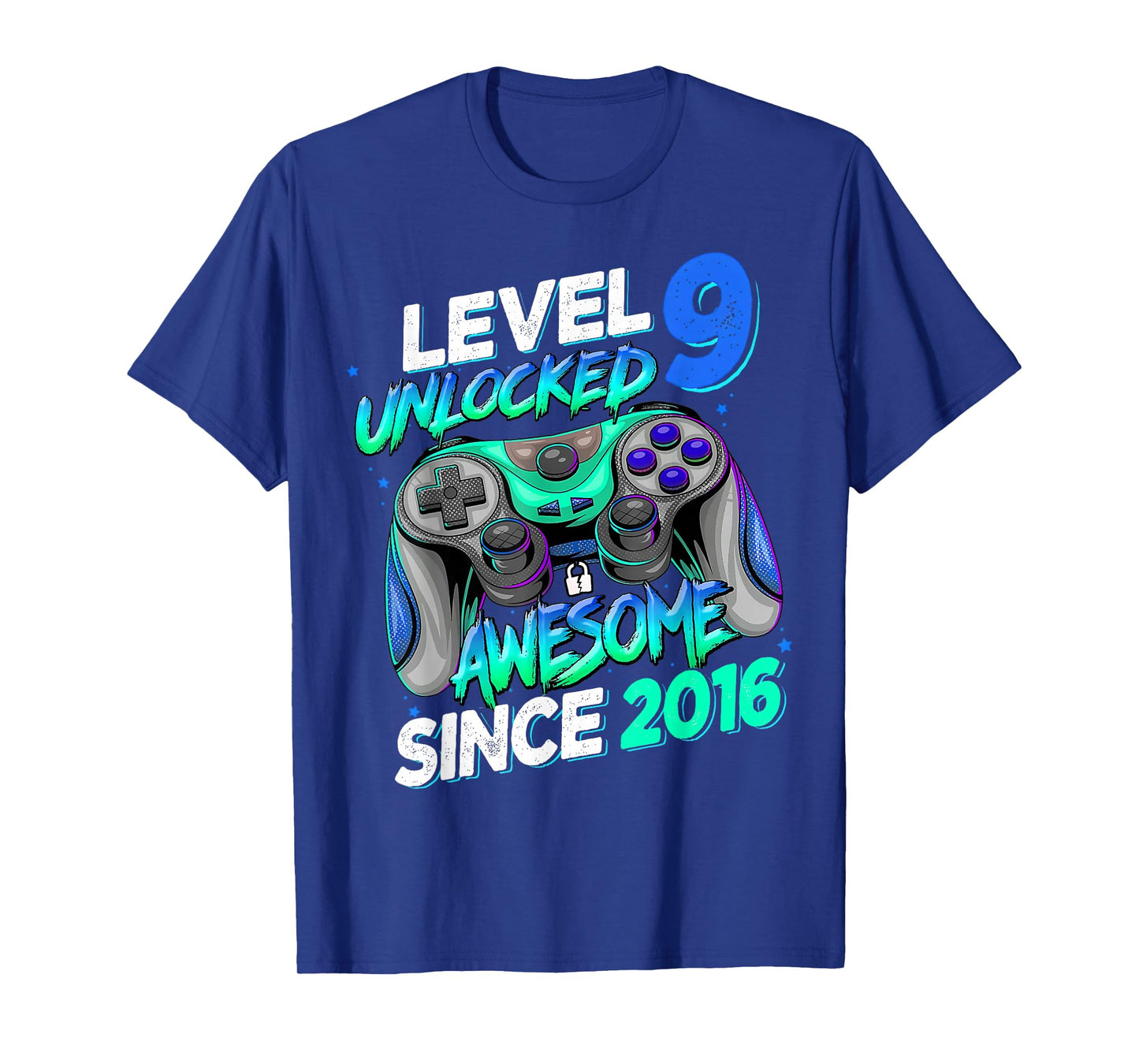 Level 9 Unlocked Awesome Since 2016 9th Birthday Gaming T-Shirt