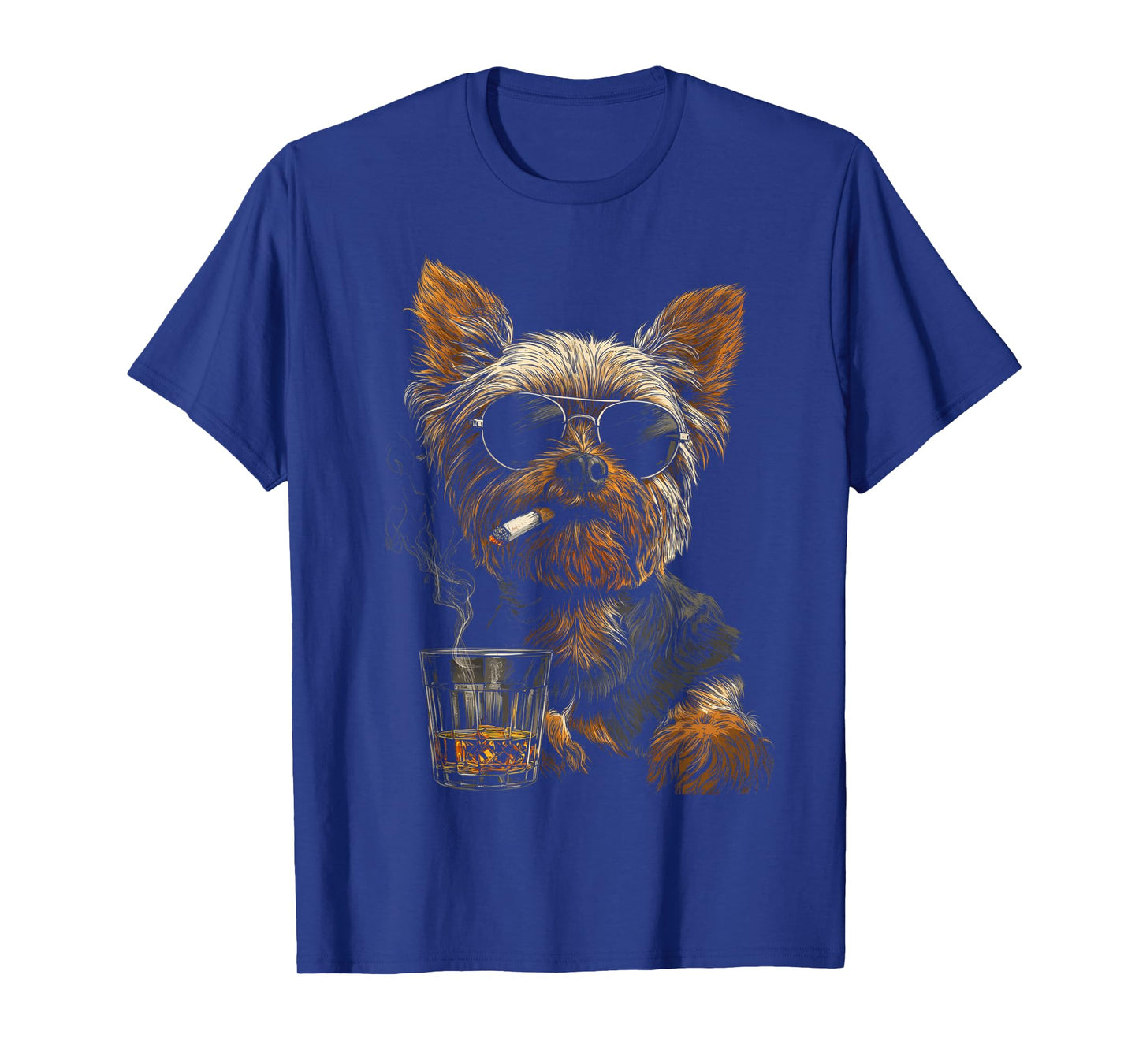 Yorkshire Terrier Smoking Cigarette Whisky Lover Funny Dog T-Shirt