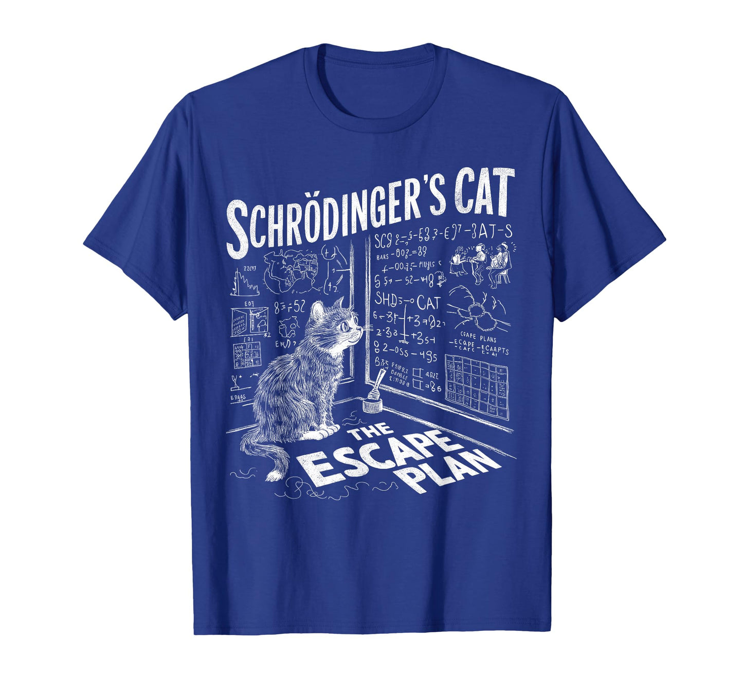 Schrödingers Cat Escape Plan Funny Science T-Shirt