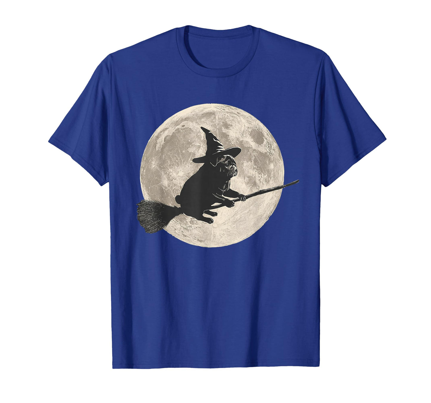 Funny Halloween Witch Pug Moon Trick or Treat Spooky Vibes T-Shirt