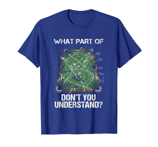 Pool Table Cue Sports Humor Funny Billiards Blueprint T-Shirt