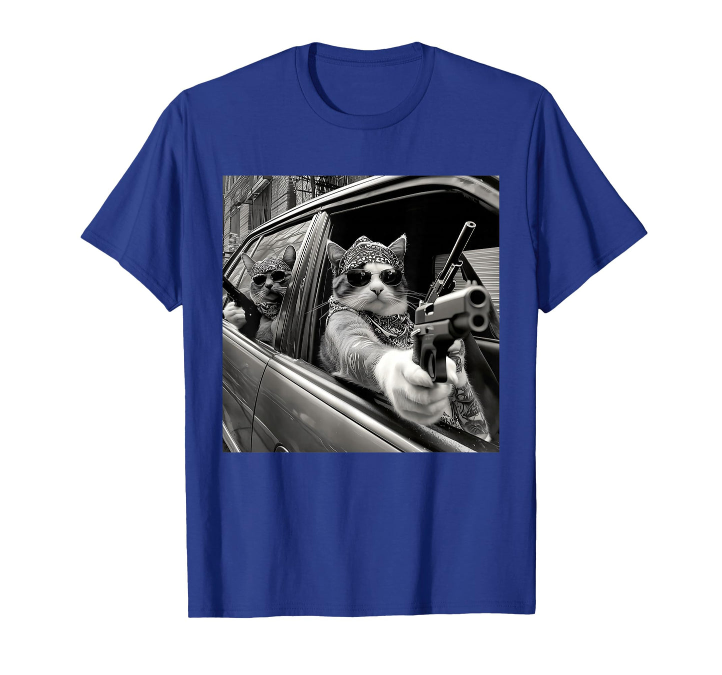 Funny Vintage Gangster Cat Meme Cat Dad Women Graphic Tee T-Shirt
