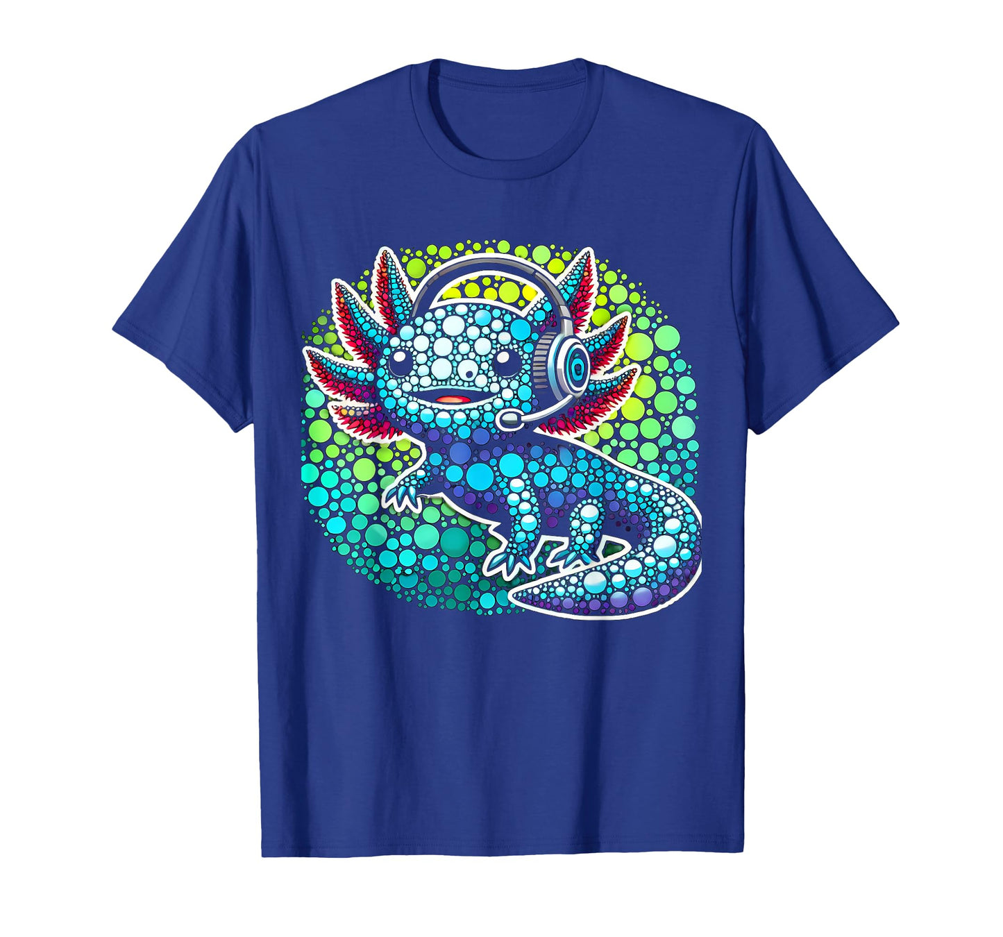 Gamer Axolotl Polka Dot Video Games Day Headphone Boys Youth T-Shirt