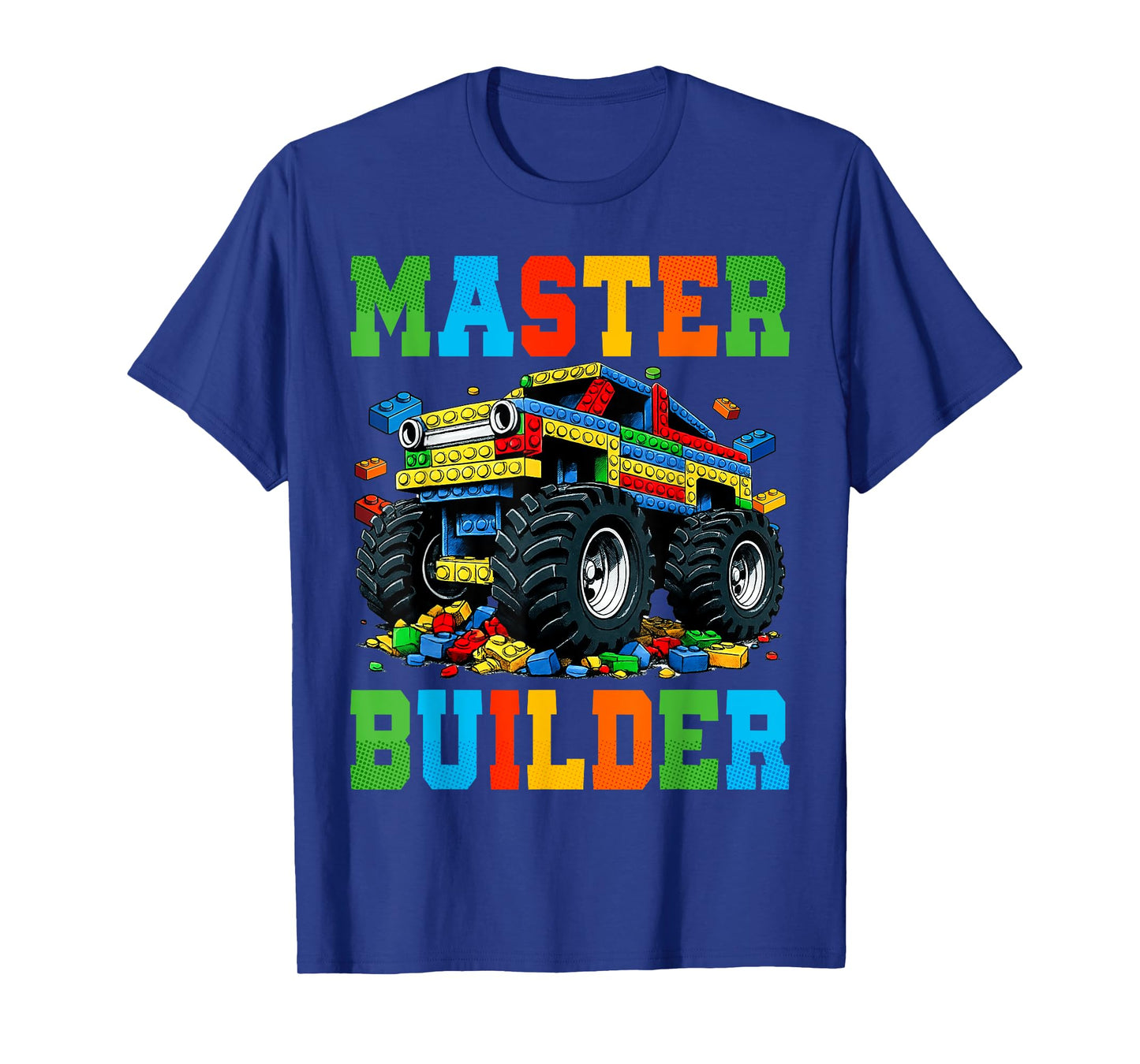 Monster Truck Master Builder Kids Building Bricks Blocks T-Shirt