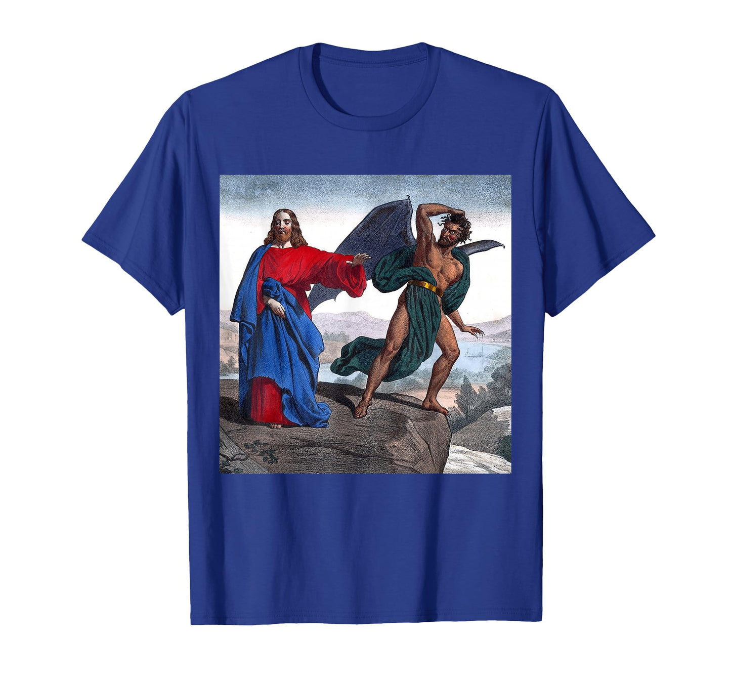 Jesus Satan Tempts Christ on The Mountain T-Shirt