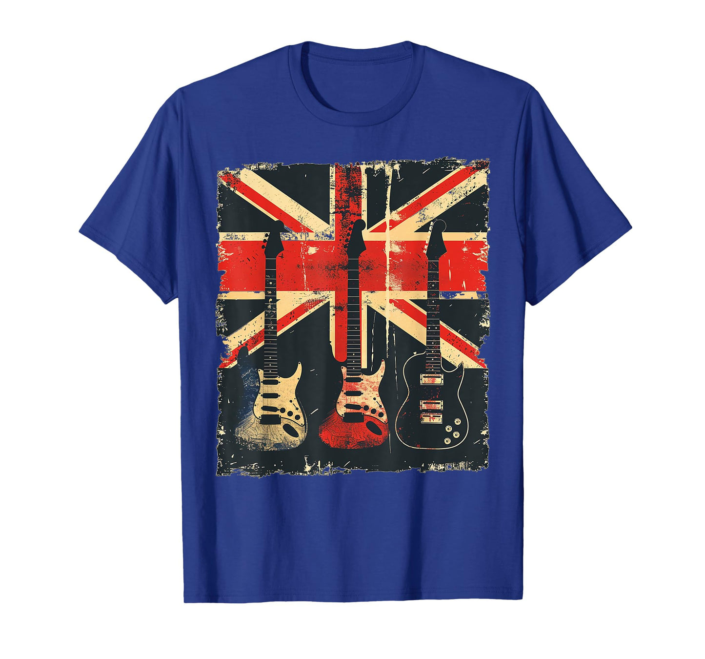Vintage Guitar British Jack Union Flag Rock Guitarist T-Shirt
