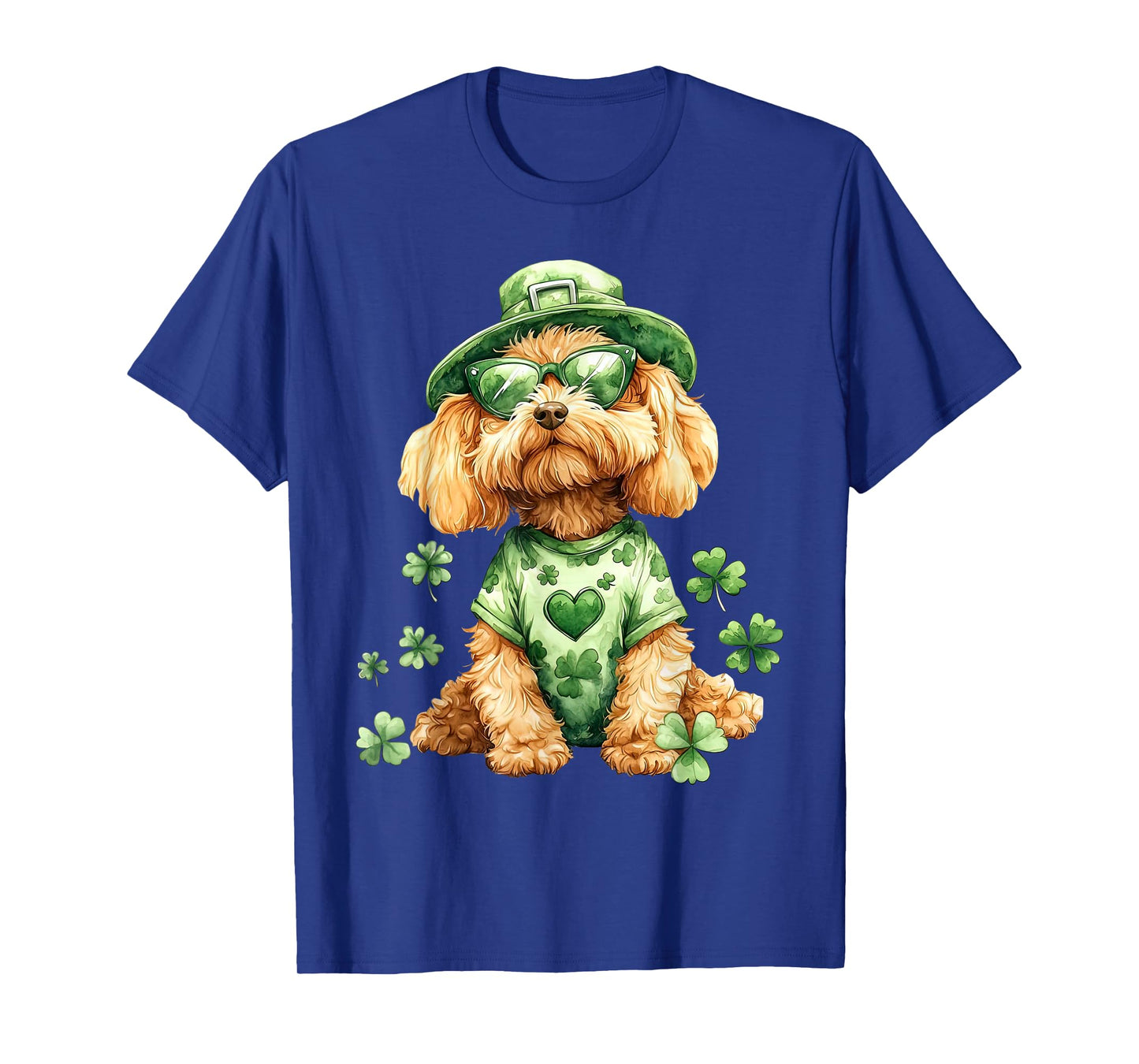 Golden Doodle Sunglasses Lucky Shamrocks St Patricks Day T-Shirt