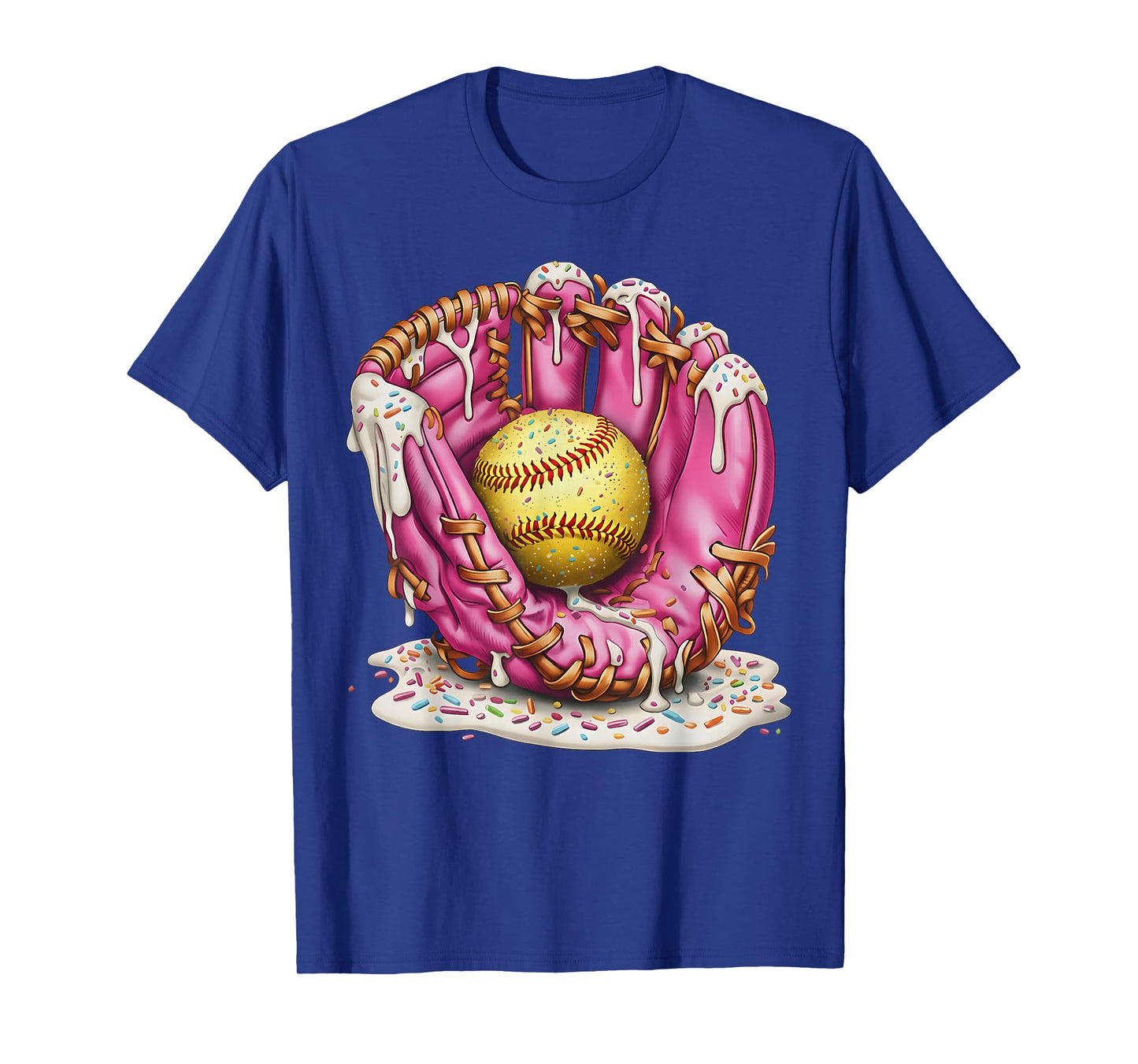Softball Drip Ice Cream Sprinkles Softball Glove Game Day T-Shirt