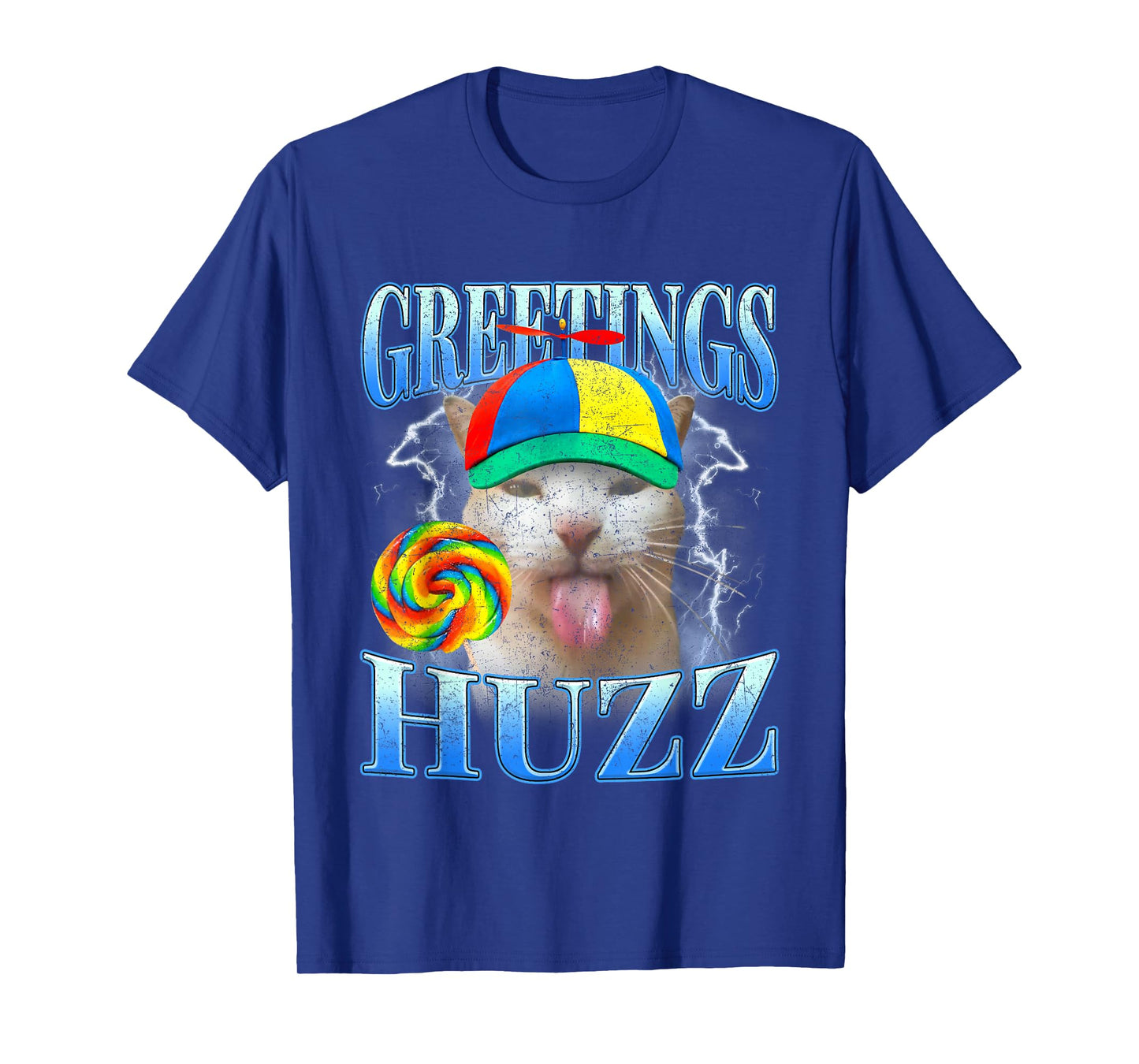 Funny Lollipop Cat Meme Greetings Huzz Retro Gen Z Alpha Y2K T-Shirt