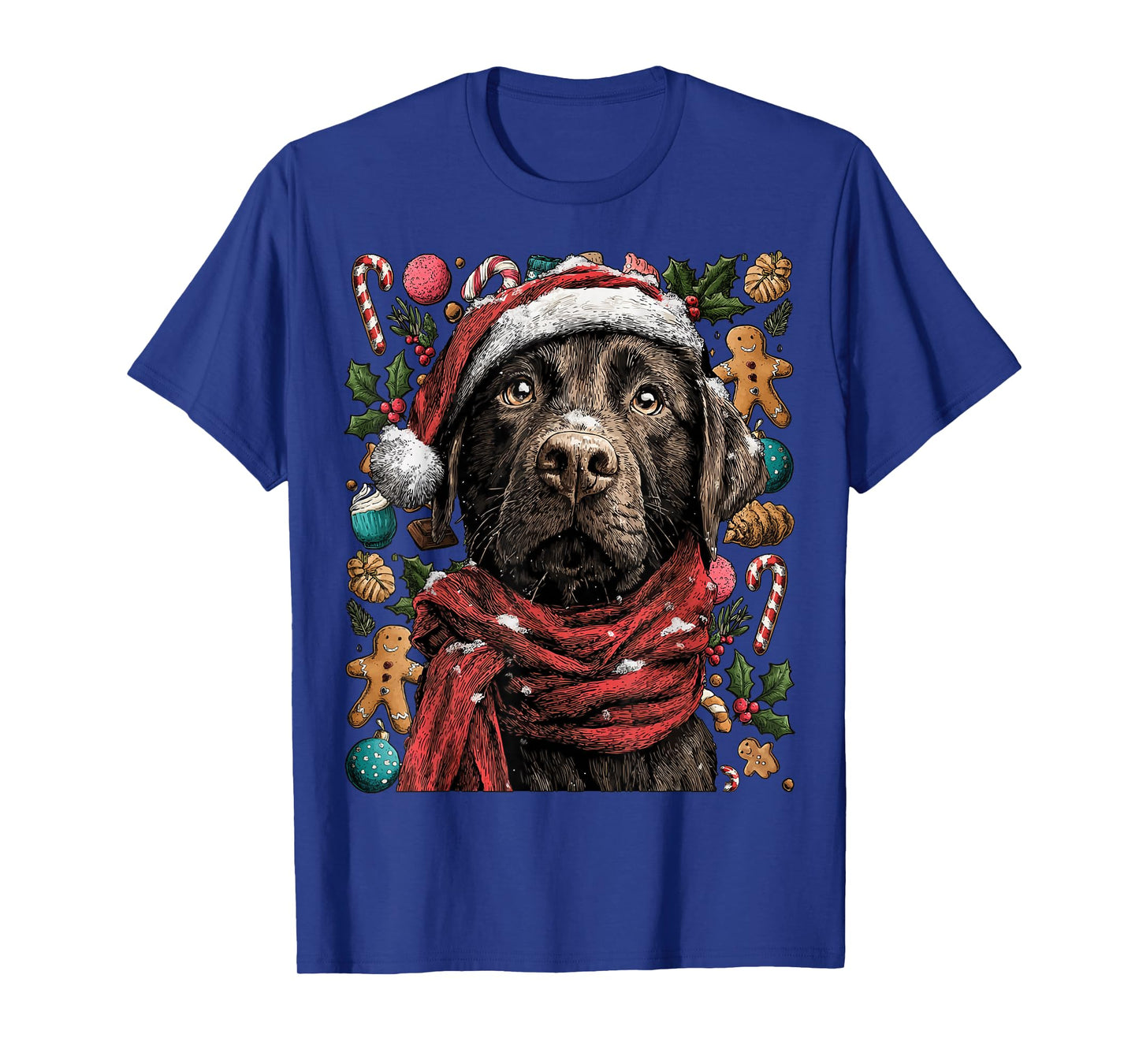 Festive Labrador Retriever in Santa Hat Winter Christmas Dog T-Shirt