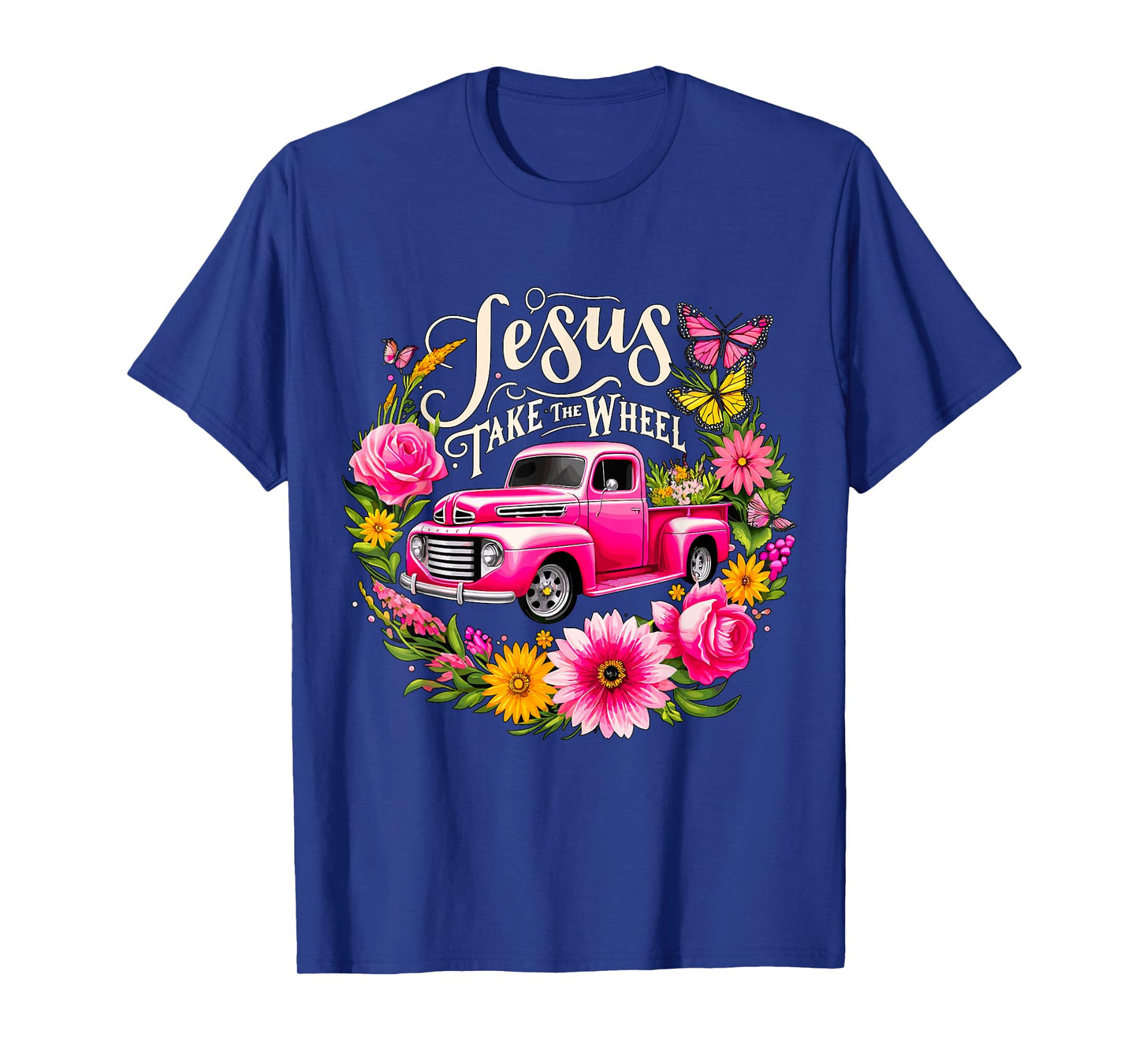Jesus take the Wheel Floral Farm Truck T-Shirt