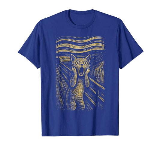 The Scream Funny Cat Grunge Painting by Munch Graphic Art T-Shirt