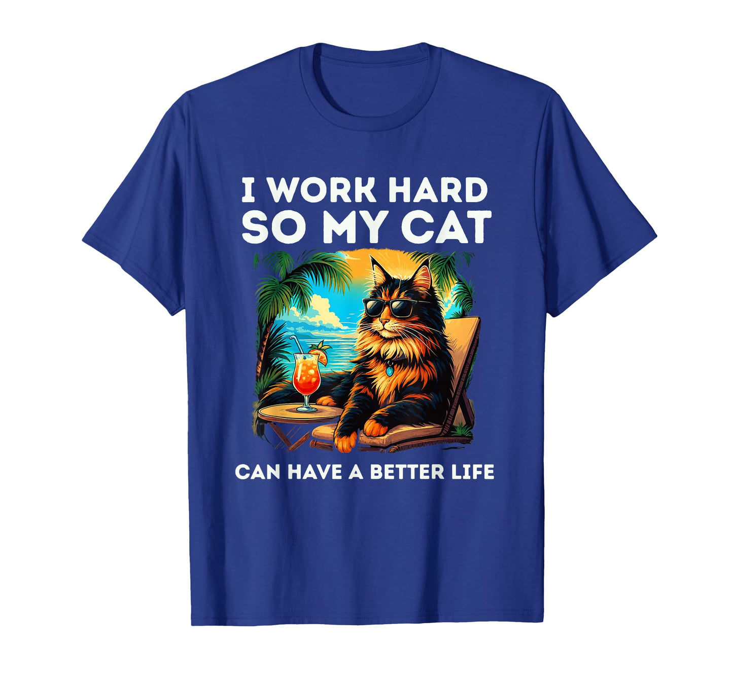 Funny Maine Coon Cat Lover Design I Work Hard Maine Coon Cat T-Shirt