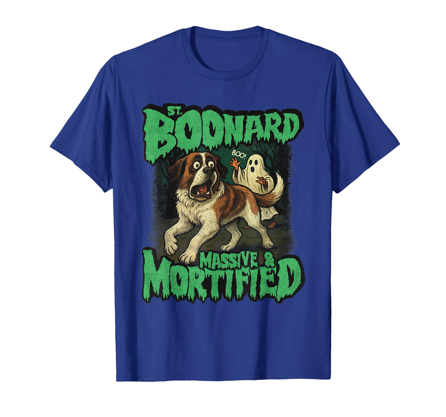 Funny Scared Saint Bernard Halloween, St. Boonard Dog Mom T-Shirt